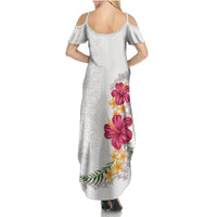 Hawaiian Plumeria and Hibiscus Summer Maxi Dress White Mode LT03 - Polynesian Pride