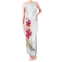 Hawaiian Plumeria and Hibiscus Tank Maxi Dress White Mode LT03 Women White - Polynesian Pride
