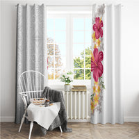 Hawaiian Plumeria and Hibiscus Window Curtain White Mode