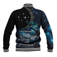 New Zealand Tui Bird Baseball Jacket Matariki Poetry Pattern Galaxy Style