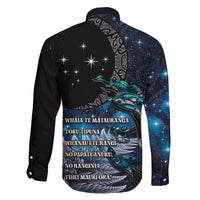New Zealand Tui Bird Family Matching Puletasi and Hawaiian Shirt Matariki Poetry Pattern Galaxy Style