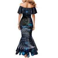 New Zealand Tui Bird Mermaid Dress Matariki Poetry Pattern Galaxy Style LT03 - Polynesian Pride