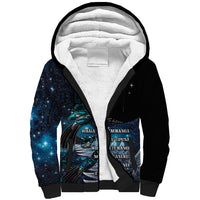 New Zealand Tui Bird Sherpa Hoodie Matariki Poetry Pattern Galaxy Style LT03 Unisex Blue - Polynesian Pride
