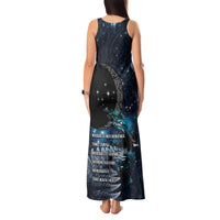 New Zealand Tui Bird Tank Maxi Dress Matariki Poetry Pattern Galaxy Style LT03 - Polynesian Pride