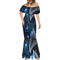 New Zealand Matariki Mermaid Dress The Tribal Maori Face and Silver Fern