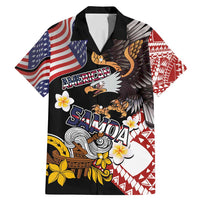 United States and American Samoa Together Family Matching Mermaid Dress and Hawaiian Shirt Bald Eagle and Polynesian Traditional Culture with Plumeria