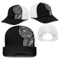 Hawaiian Traditional Tattoos Baseball Net Cap Kakau Tribal Tropical Plants Motif Black Color LT03 - Polynesian Pride