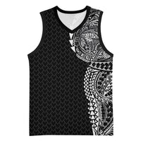 Hawaiian Traditional Tattoos Basketball Jersey Kakau Tribal Tropical Plant Motif Black Color