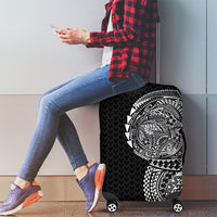 Hawaiian Traditional Tattoos Luggage Cover Kakau Tribal Tropical Plant Motif Black Color
