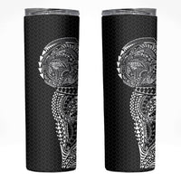 Hawaiian Traditional Tattoos Skinny Tumbler Kakau Tribal Tropical Plant Motif Black Color