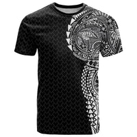 Hawaiian Traditional Tattoos T Shirt Kakau Tribal Tropical Plant Motif Black Color