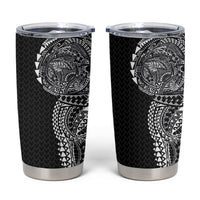 Hawaiian Traditional Tattoos Tumbler Cup Kakau Tribal Tropical Plant Motif Black Color