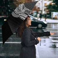 Hawaiian Traditional Tattoos Umbrella Kakau Tribal Tropical Plant Motif Black Color