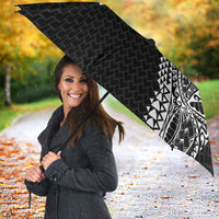 Hawaiian Traditional Tattoos Umbrella Kakau Tribal Tropical Plant Motif Black Color