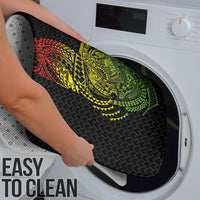 Hawaiian Traditional Tattoos Bathroom Set Kakau Tribal Tropical Plant Motif Kanaka Maoli Flag Color Inspired