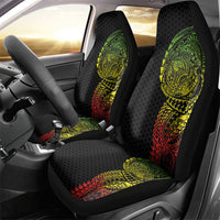 Hawaiian Traditional Tattoos Car Seat Cover Kakau Tribal Tropical Plant Motif Kanaka Maoli Flag Color Inspired