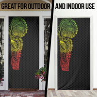 Hawaiian Traditional Tattoos Door Cover Kakau Tribal Tropical Plant Motif Kanaka Maoli Flag Color Inspired
