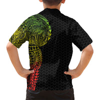 Hawaiian Traditional Tattoos Family Matching Summer Maxi Dress and Hawaiian Shirt Kakau Tribal Tropical Plant Motif Kanaka Maoli Flag Color Inspired