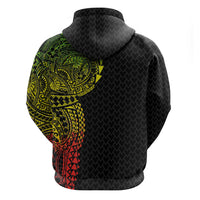 Hawaiian Traditional Tattoos Hoodie Kakau Tribal Tropical Plant Motif Kanaka Maoli Flag Color Inspired