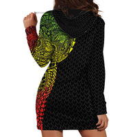Hawaiian Traditional Tattoos Hoodie Dress Kakau Tribal Tropical Plant Motif Kanaka Maoli Flag Color Inspired