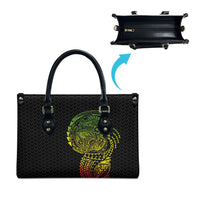 Hawaiian Traditional Tattoos Leather Bag Kakau Tribal Tropical Plant Motif Kanaka Maoli Flag Color Inspired