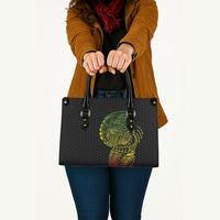 Hawaiian Traditional Tattoos Leather Bag Kakau Tribal Tropical Plant Motif Kanaka Maoli Flag Color Inspired