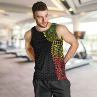 Hawaiian Traditional Tattoos Men Tank Top Kakau Tribal Tropical Plant Motif Kanaka Maoli Flag Color Inspired