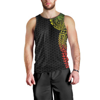 Hawaiian Traditional Tattoos Men Tank Top Kakau Tribal Tropical Plant Motif Kanaka Maoli Flag Color Inspired