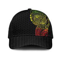 Hawaiian Traditional Tattoos Mesh Trucker Cap Kakau Tribal Tropical Plants Motif Kanaka Maoli Flag Color Inspired