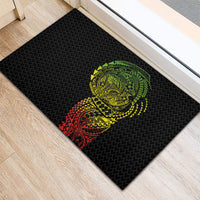 Hawaiian Traditional Tattoos Rubber Doormat Kakau Tribal Tropical Plant Motif Kanaka Maoli Flag Color Inspired