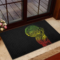Hawaiian Traditional Tattoos Rubber Doormat Kakau Tribal Tropical Plant Motif Kanaka Maoli Flag Color Inspired