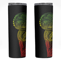 Hawaiian Traditional Tattoos Skinny Tumbler Kakau Tribal Tropical Plant Motif Kanaka Maoli Flag Color Inspired