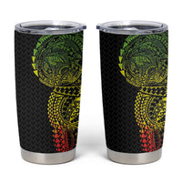 Hawaiian Traditional Tattoos Tumbler Cup Kakau Tribal Tropical Plant Motif Kanaka Maoli Flag Color Inspired