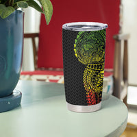 Hawaiian Traditional Tattoos Tumbler Cup Kakau Tribal Tropical Plant Motif Kanaka Maoli Flag Color Inspired