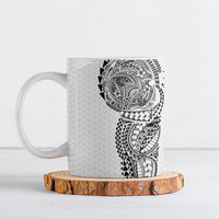 Hawaiian Traditional Tattoos Ceramic Mug Kakau Tribal Tropical Plant Motif White Color LT03 White - Polynesian Pride