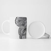 Hawaiian Traditional Tattoos Ceramic Mug Kakau Tribal Tropical Plant Motif White Color LT03 - Polynesian Pride
