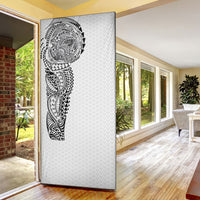 Hawaiian Traditional Tattoos Door Cover Kakau Tribal Tropical Plant Motif White Color
