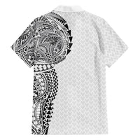 Hawaiian Traditional Tattoos Hawaiian Shirt Kakau Tribal Tropical Plant Motif White Color