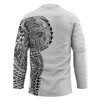Hawaiian Traditional Tattoos Hockey Jersey Kakau Tribal Tropical Plant Motif White Color
