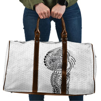 Hawaiian Traditional Tattoos Travel Bag Kakau Tribal Tropical Plant Motif White Color