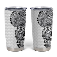 Hawaiian Traditional Tattoos Tumbler Cup Kakau Tribal Tropical Plant Motif White Color