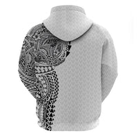 Hawaiian Traditional Tattoos Zip Hoodie Kakau Tribal Tropical Plant Motif White Color
