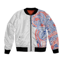 Hawaiian Traditional Tattoos Bomber Jacket Kakau Tribal Tropical Plant Motif Hawaii Flag Color Inspired