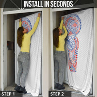 Hawaiian Traditional Tattoos Door Cover Kakau Tribal Tropical Plant Motif Hawaii Flag Color Inspired