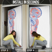 Hawaiian Traditional Tattoos Door Cover Kakau Tribal Tropical Plant Motif Hawaii Flag Color Inspired