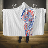 Hawaiian Traditional Tattoos Hooded Blanket Kakau Tribal Tropical Plant Motif Hawaii Flag Color Inspired