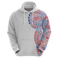 Hawaiian Traditional Tattoos Hoodie Kakau Tribal Tropical Plant Motif Hawaii Flag Color Inspired