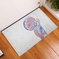 Hawaiian Traditional Tattoos Rubber Doormat Kakau Tribal Tropical Plant Motif Hawaii Flag Color Inspired