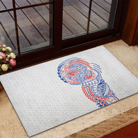 Hawaiian Traditional Tattoos Rubber Doormat Kakau Tribal Tropical Plant Motif Hawaii Flag Color Inspired