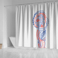 Hawaiian Traditional Tattoos Shower Curtain Kakau Tribal Tropical Plant Motif Hawaii Flag Color Inspired